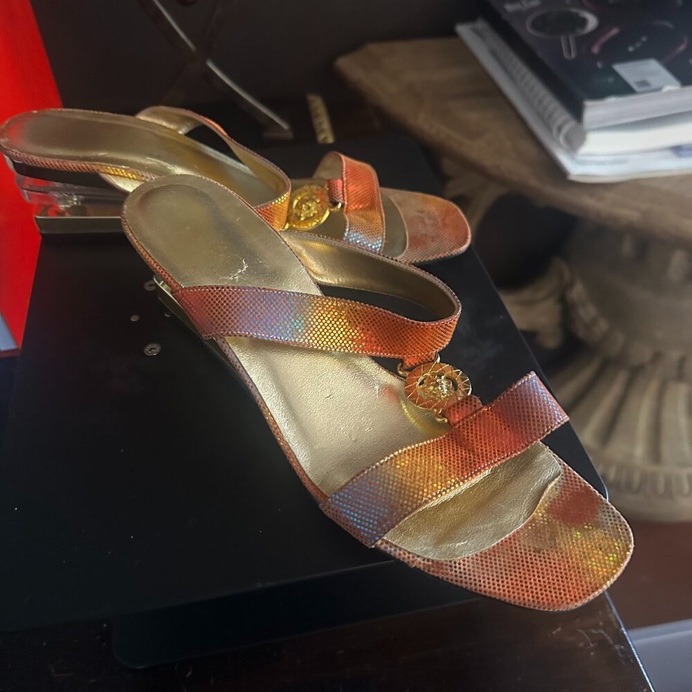 Orange and Gold Wedge Sandal